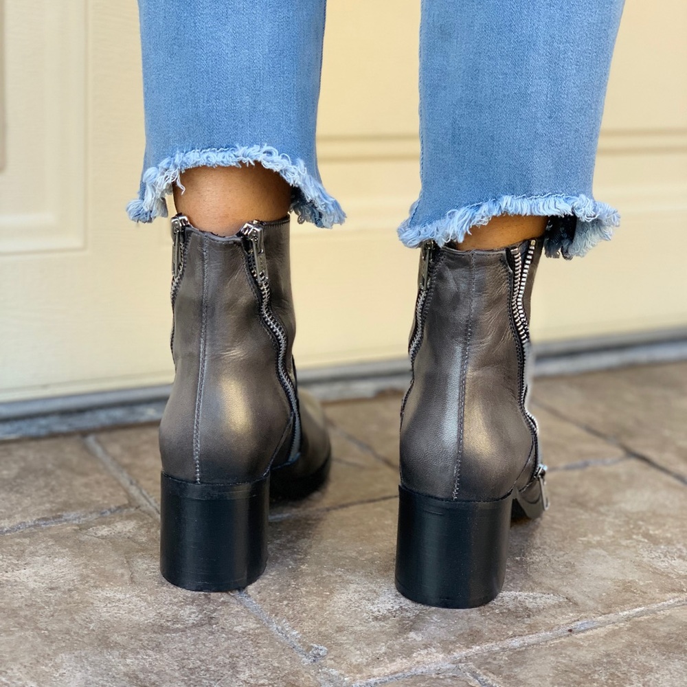 Coal Double Threat Leather Moto Ankle Booties - Picture 4 of 8